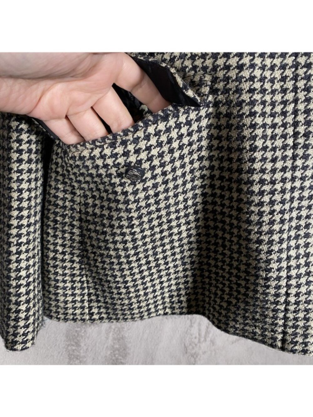 Lauren Ralph Lauren Jacket Women 6P Houndstooth Tweed Equestrian Horse Silk Wool - Picture 7 of 16